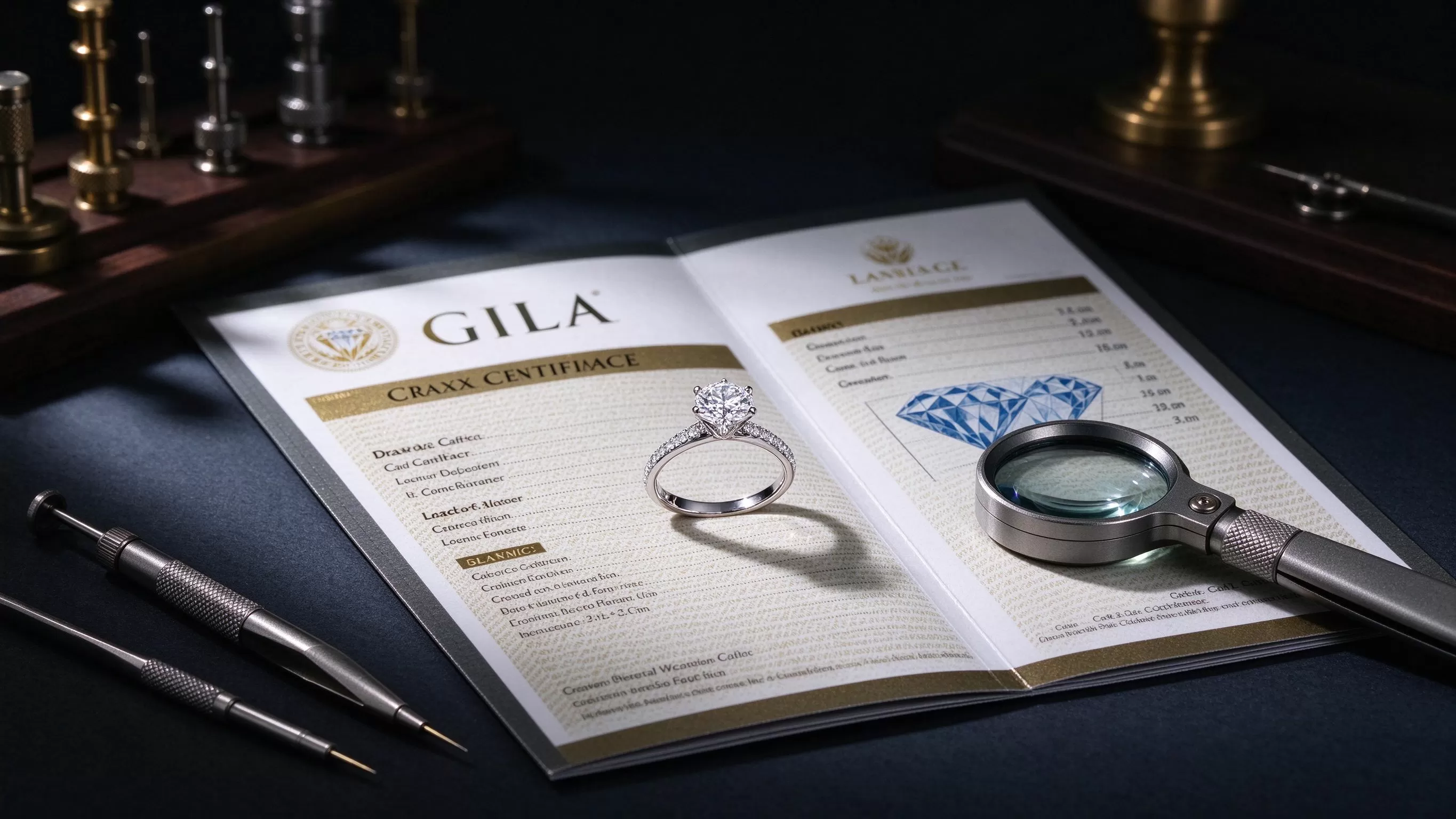 Diamond grading report detail showing polish and symmetry grades